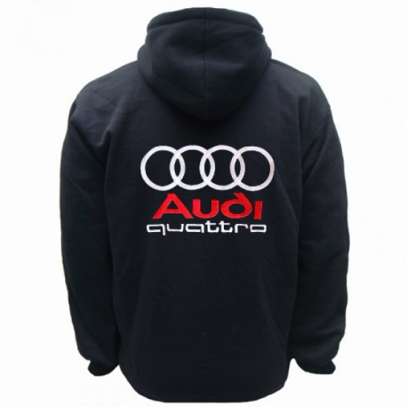 Audi Quattro Sweat à Сapuche Fermeture Éclair, Logo Brodé